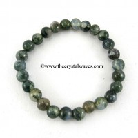 Moss Agate Round Beads Bracelet